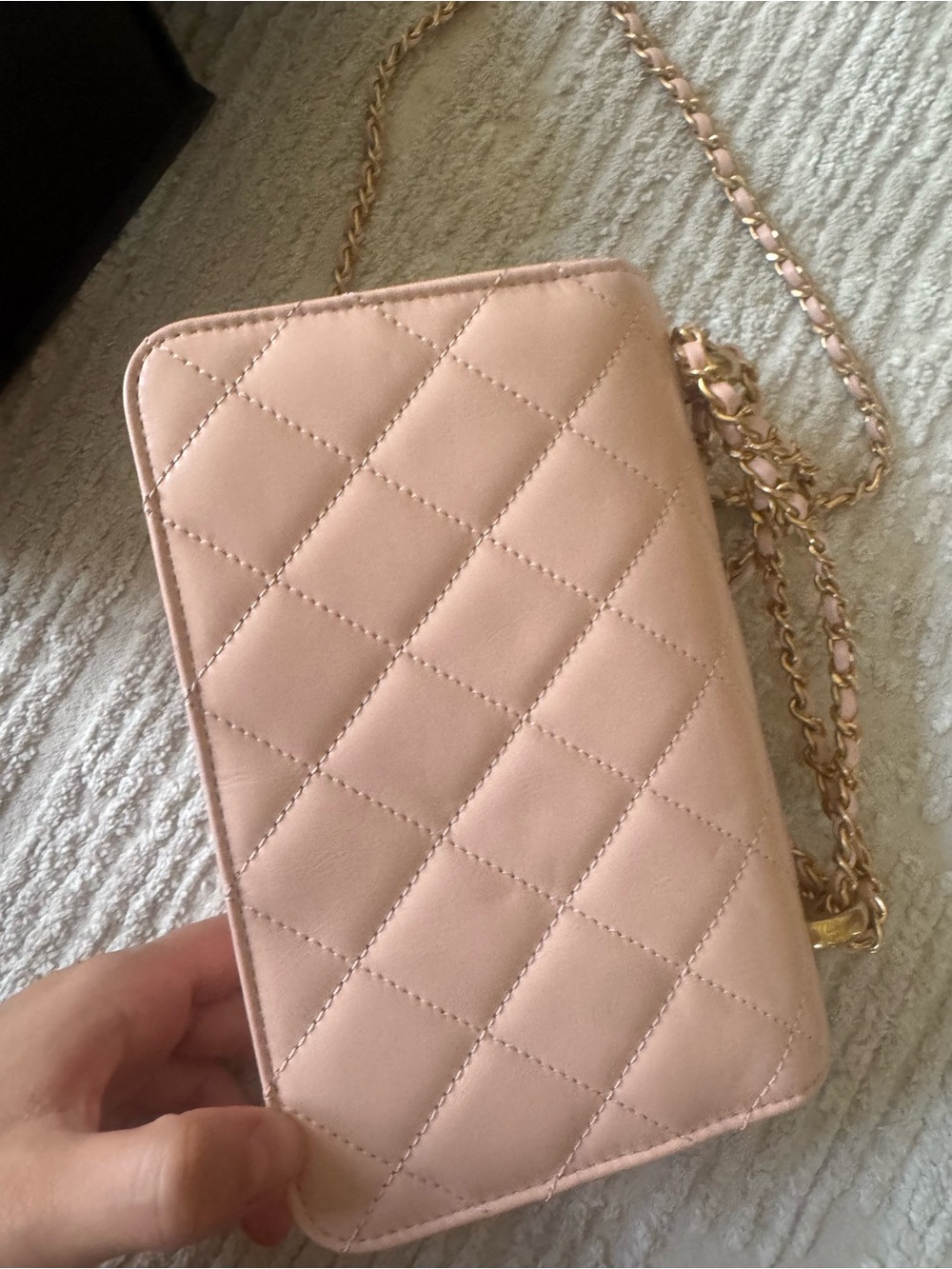 CHANEL Pink Quilted Mini Flap Bag with Gold Chain - Picture 4 of 11